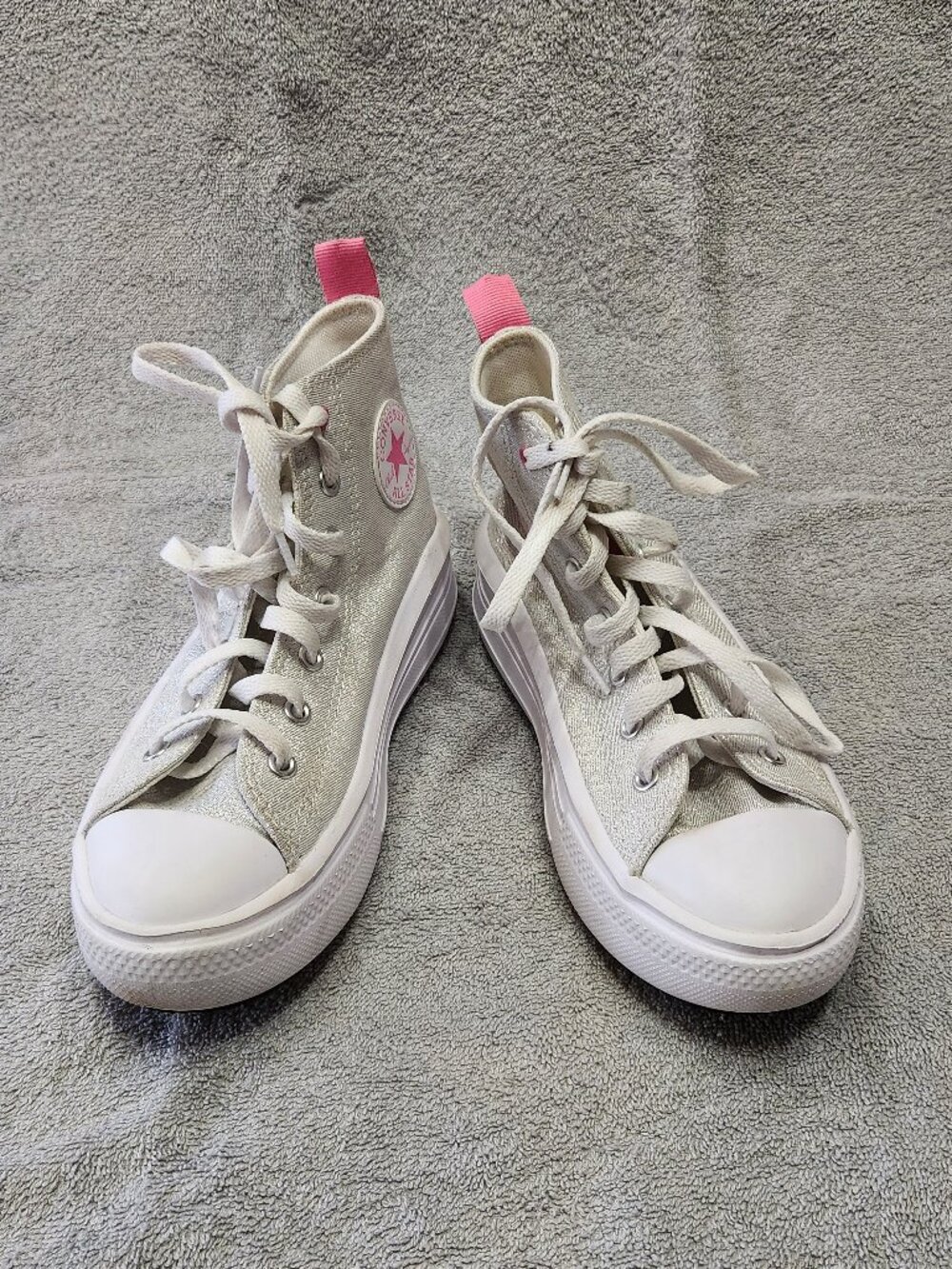 ✨ Converse Chuck Taylor All Star Move Silver Sparkle High Top Platform | Youth 2